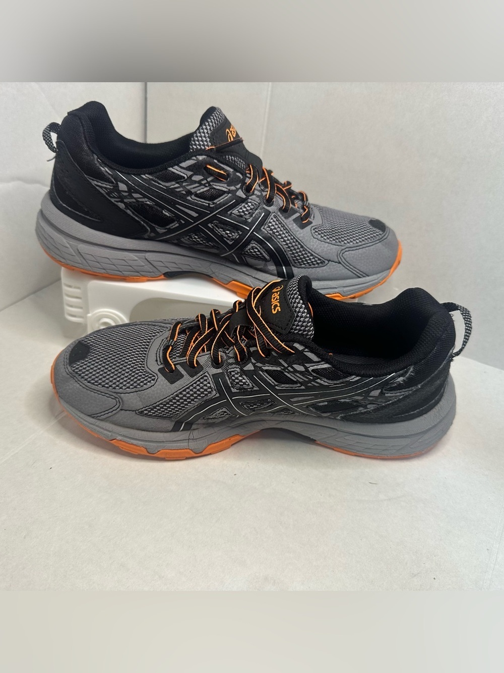 Asics Gel-Venture 6 Shoes Mens Size 8 1/2 Gray Black Orange Trail - Picture 2 of 8